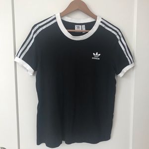 Adidas Women's Black and White Striped Top